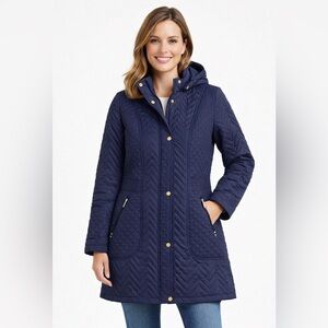 Weatherproof Quilted Hooded Coat – Navy Blue – XL – NEW Without Tags